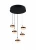 Pięciopunktowa czarna lampa wisząca Trio DIOS 331430532 w układzie kaskadowym, cylindryczne klosze LED z funkcją zmiany barwy światła i ściemnianiem.